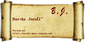 Berda Jenő névjegykártya